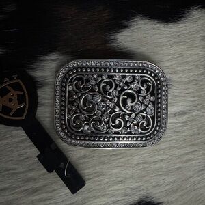 Ariat Silver Floral Belt Buckle
